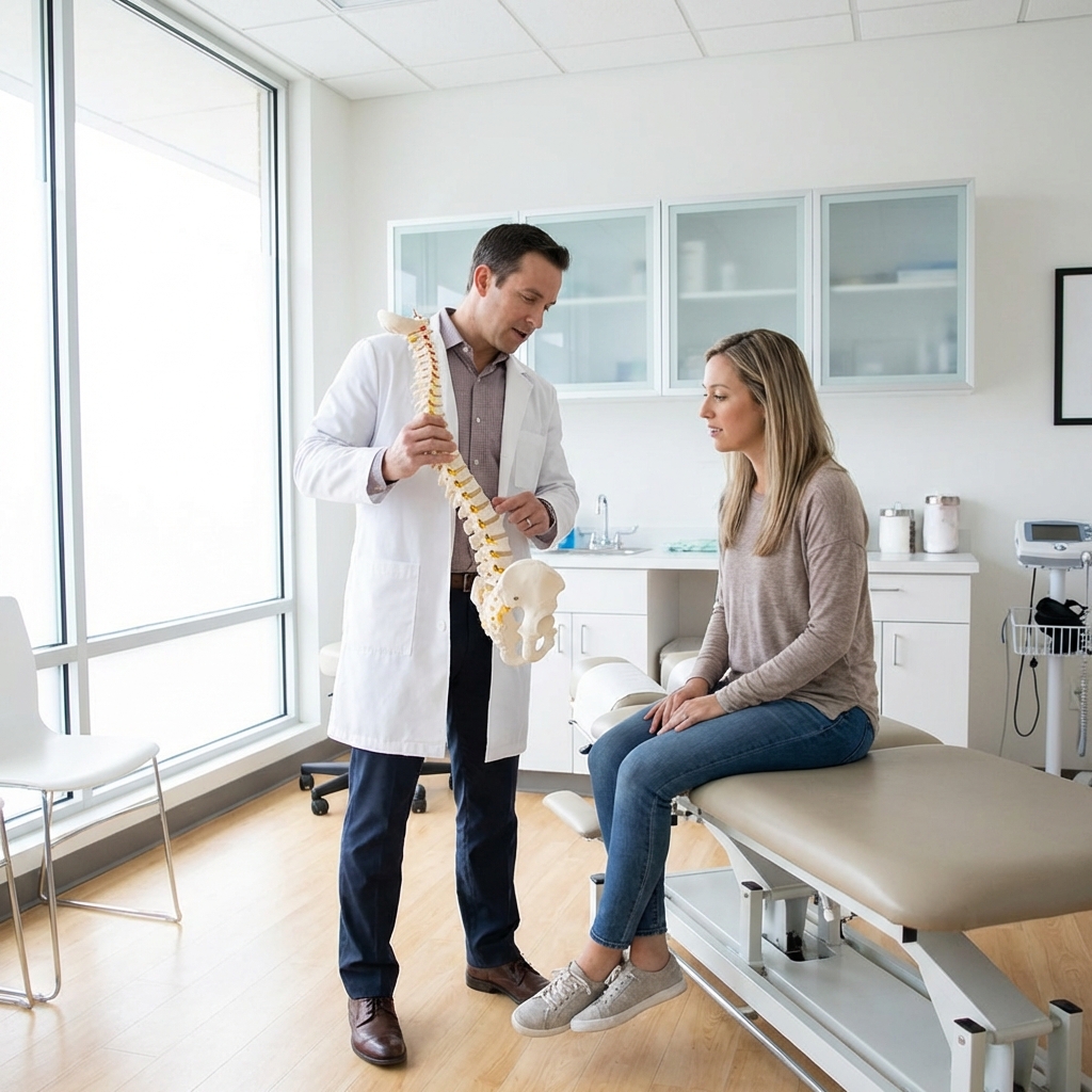 Chiropractor Consulting with Patient